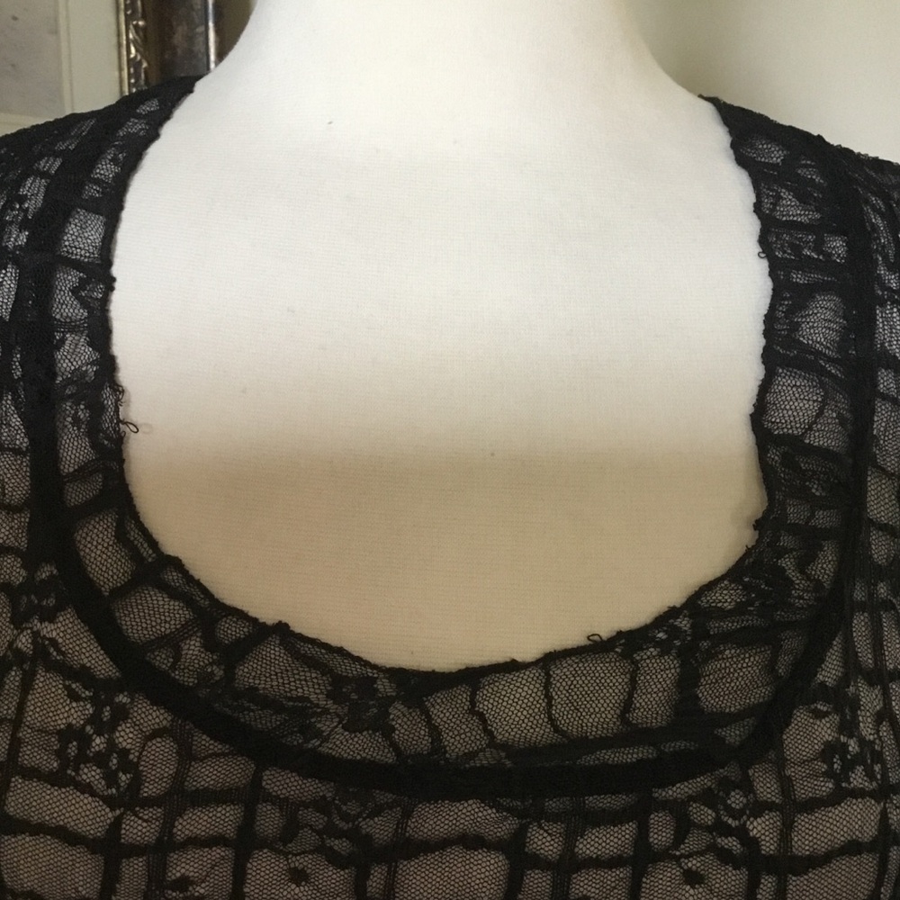 NEW Free People Black Lace Sheer Sabina High Slit Midi Dress - Picture 6 of 12